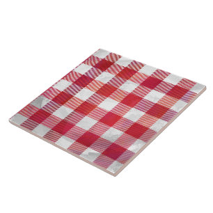 Checkered Plaid Black And White Ceramic Tile