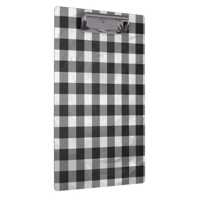Checkered Plaid Black And White Clipboard (Right)