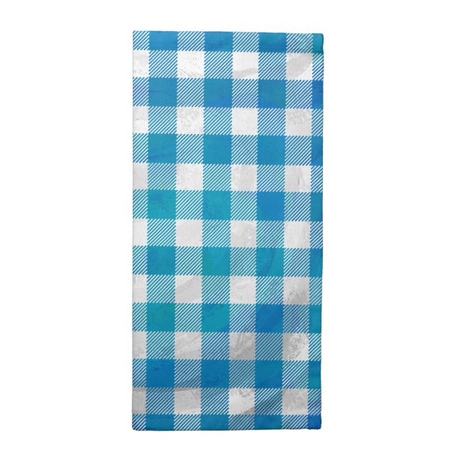 Checkered Plaid Black And White Cloth Napkin (Half Fold)
