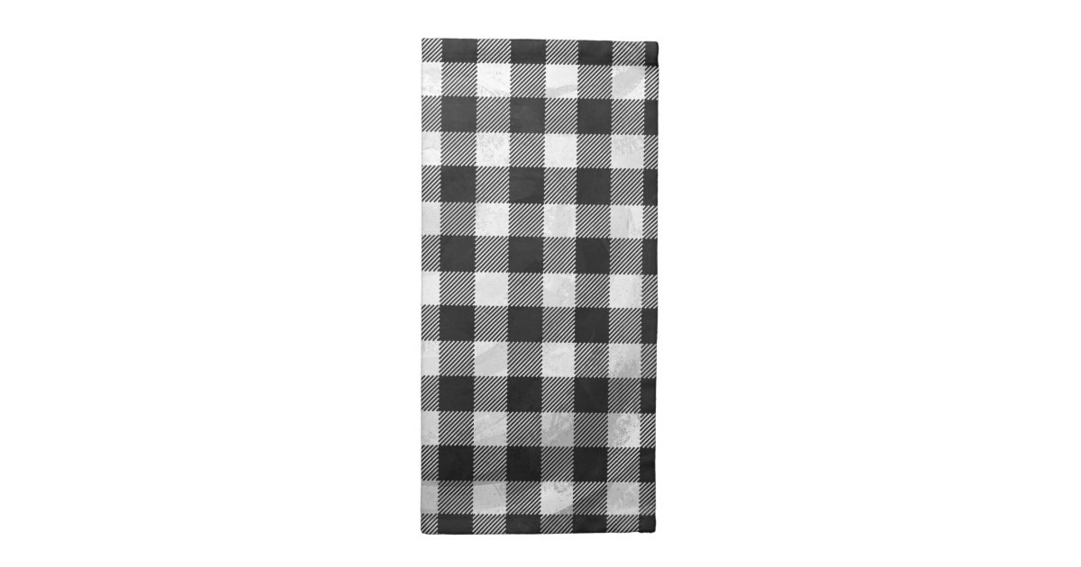 Checkered Plaid Black And White Cloth Napkin Zazzle Com