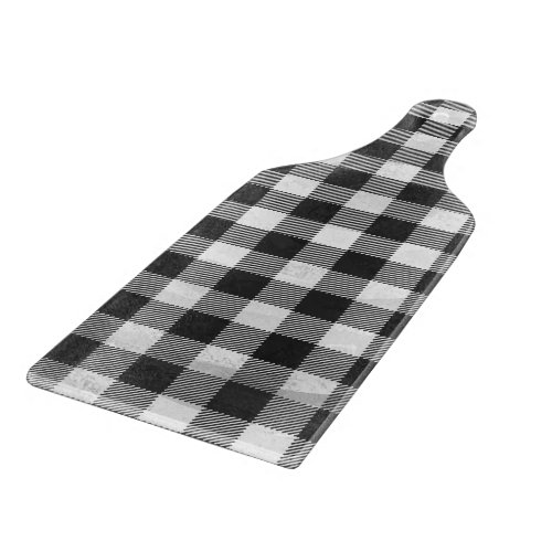Checkered Plaid Black And White Cutting Board