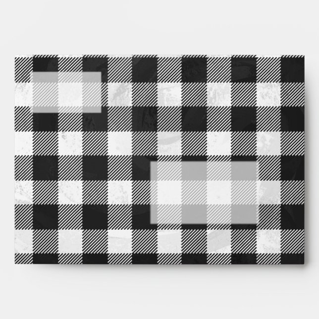 Checkered Plaid Black And White Envelope (Front)