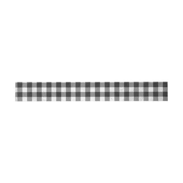 Checkered Plaid Black And White Invitation Belly Band (Flat)