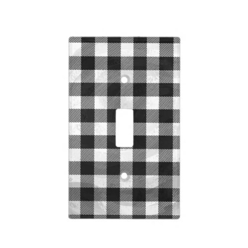 Checkered Plaid Black And White Light Switch Cover