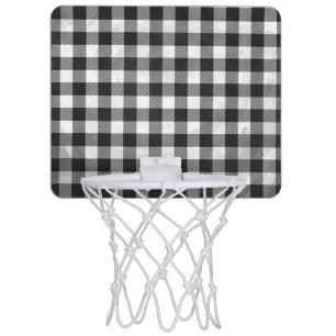 Checkered Plaid Black And White Mini Basketball Hoop