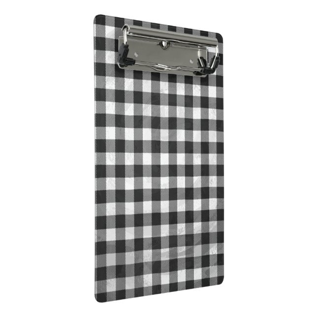 Checkered Plaid Black And White Mini Clipboard (Angled)