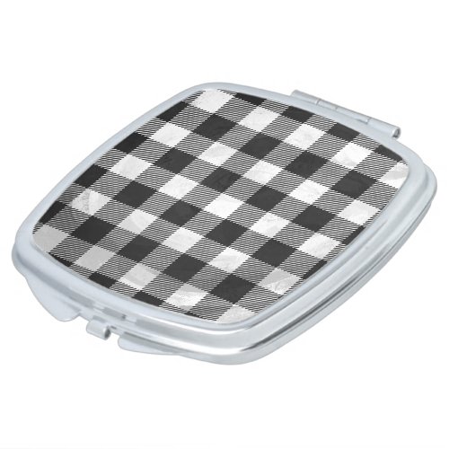 Checkered Plaid Black And White Mirror For Makeup