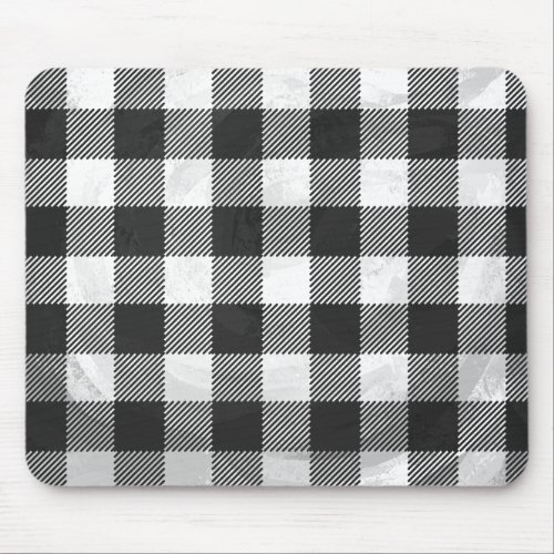 Checkered Plaid Black And White Mouse Pad