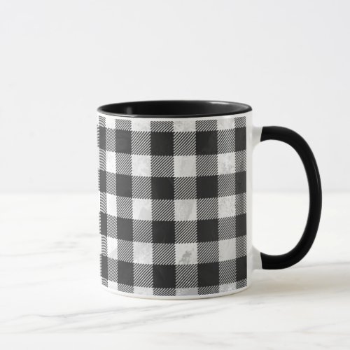 Checkered Plaid Black And White Mug