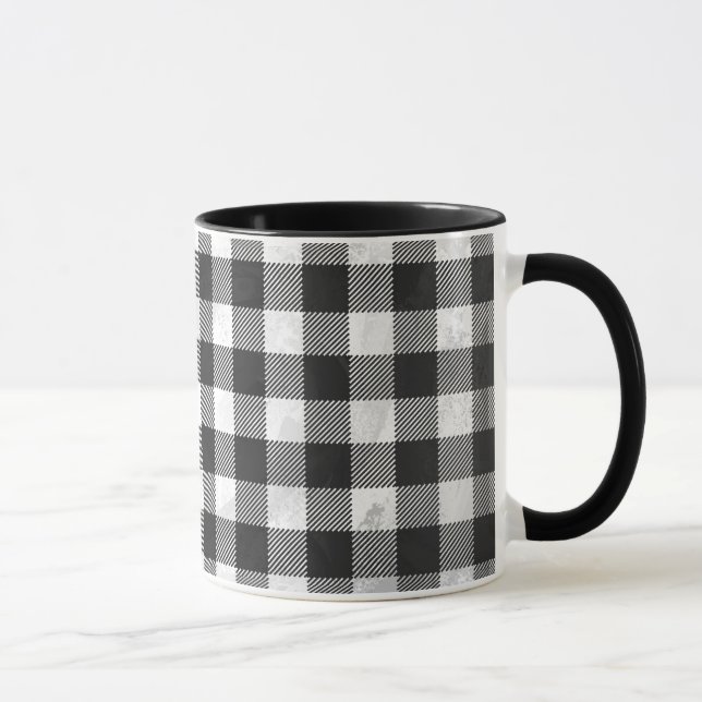 Checkered Plaid Black And White Mug (Right)