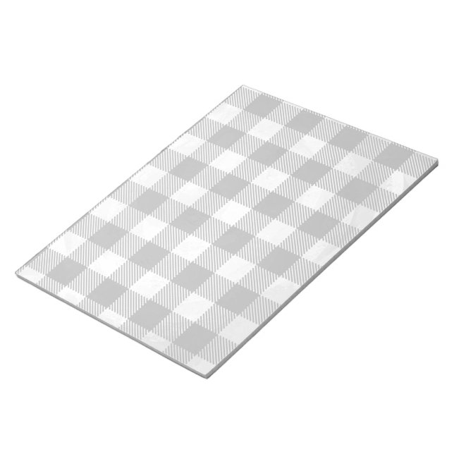 Checkered Plaid Black And White Notepad (Angled)