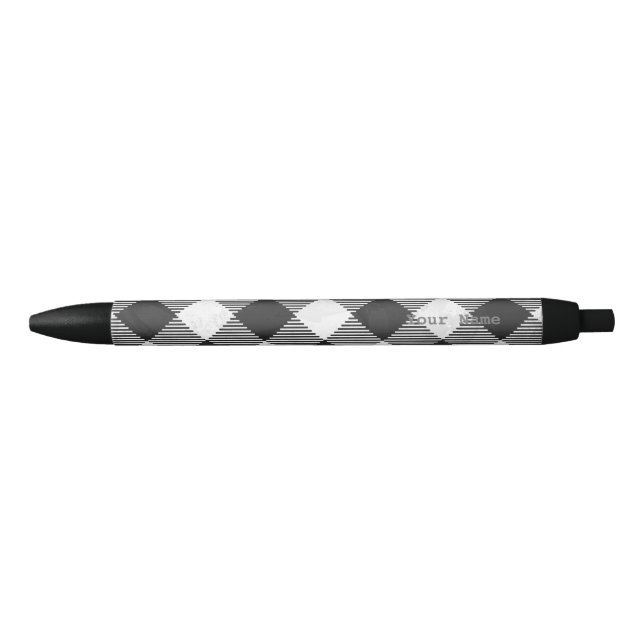 Checkered Plaid Black And White Pen (Front)