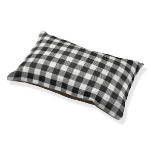 Checkered Plaid Black And White Pet Bed