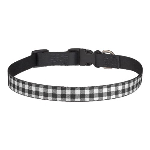 Checkered Plaid Black And White Pet Collar