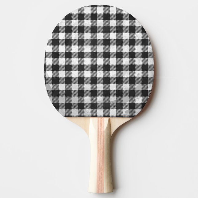 Checkered Plaid Black And White Ping Pong Paddle (Front)