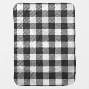 Checkered Plaid Black And White Receiving Blanket