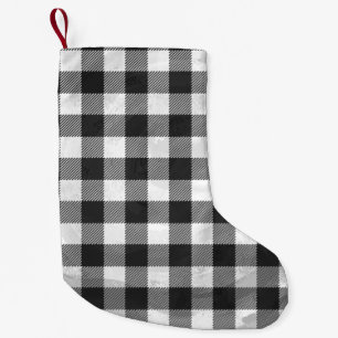 Checkered Plaid Black And White Small Christmas Stocking