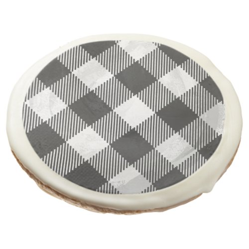 Checkered Plaid Black And White Sugar Cookie