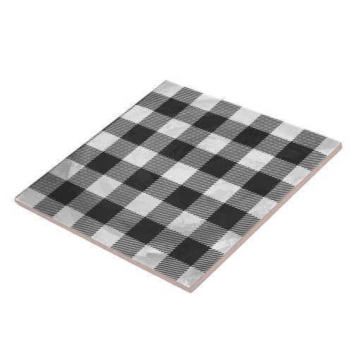 Checkered Plaid Black And White Tile