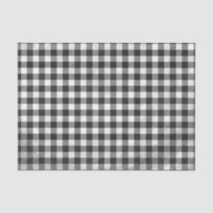 Checkered Plaid Black And White Tissue Paper
