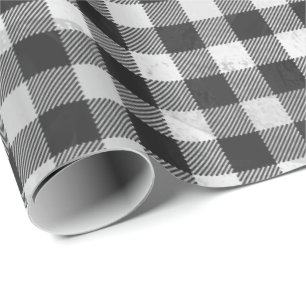 Checkered Plaid Black And White Wrapping Paper