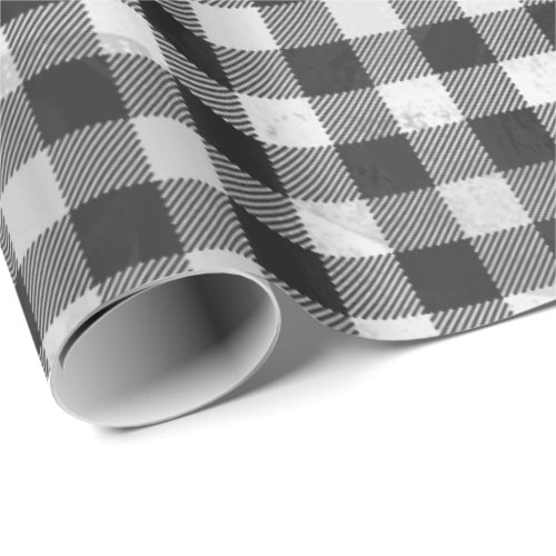 Checkered Plaid Black And White Wrapping Paper