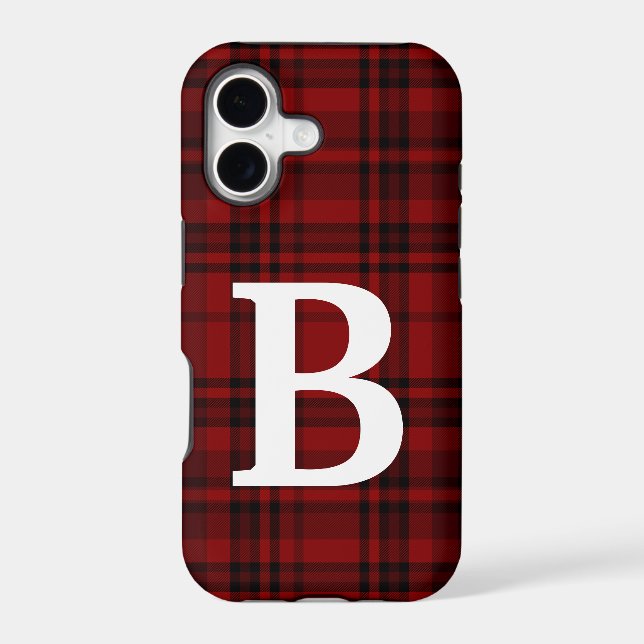 CHECKERED PLAID BLACK RED CUSTOMIZE TYPOGRAPHY  IPHONE CASE (Back)