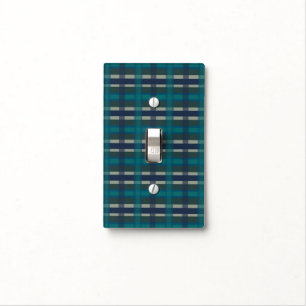 Checkered Plaid Blue Green Purple And Turquoise Light Switch Cover
