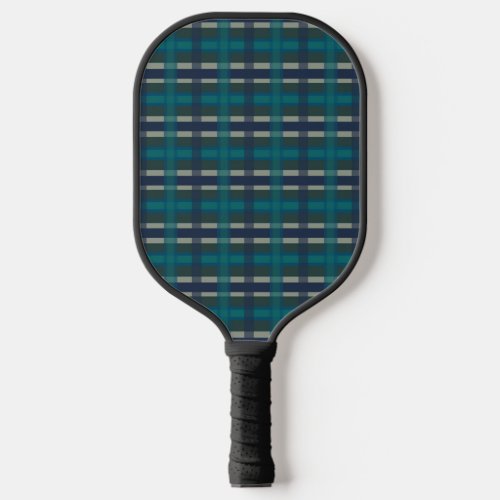 Checkered Plaid Blue Green Purple And Turquoise Pickleball Paddle