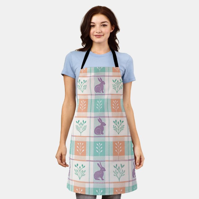 Checkered Plaid Easter   Apron (Worn)