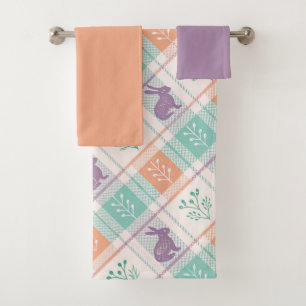 Checkered Plaid Easter Bath Towel Set