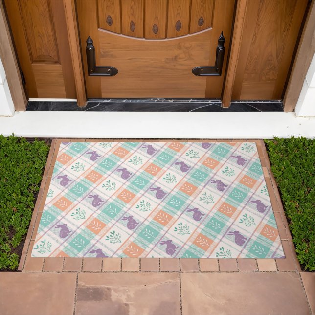 Checkered Plaid Easter   Doormat (Outdoor)
