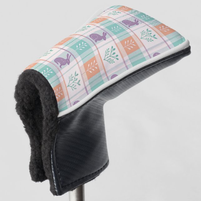 Checkered Plaid Easter   Golf Head Cover (3/4 Front)