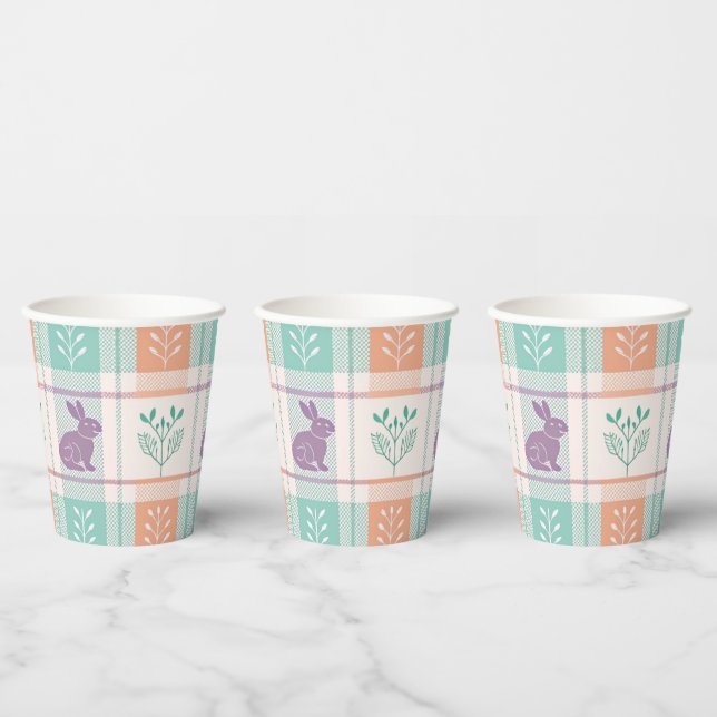 Checkered Plaid Easter   Paper Cups (Multi)