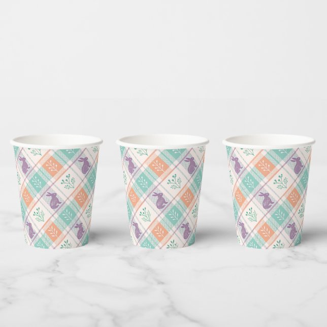 Checkered Plaid Easter   Paper Cups (Multi)
