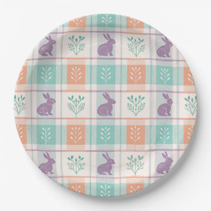 Checkered Plaid Easter Paper Plates