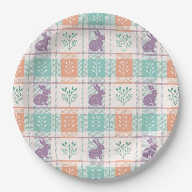 Checkered Plaid Easter   Paper Plates (Front)