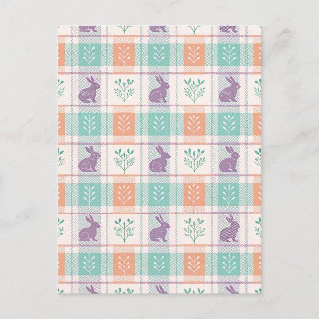 Checkered Plaid Easter   Postcard (Front)
