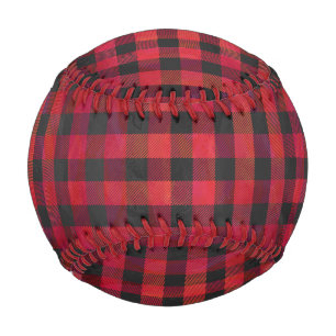 Checkered Plaid Red and Black Baseball