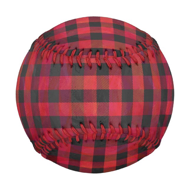 Checkered Plaid Red and Black Baseball (Back)
