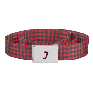 Checkered Plaid Red and Black Belt