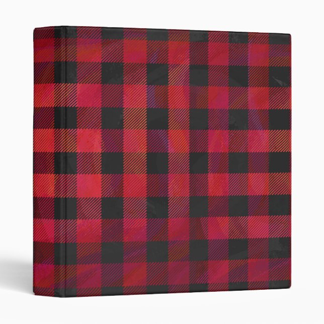 Checkered Plaid Red and Black Binder (Front/Spine)