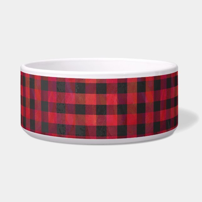 Checkered Plaid Red and Black Bowl (Front)