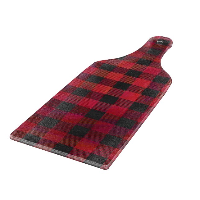 Checkered Plaid Red and Black Cutting Board (Corner)