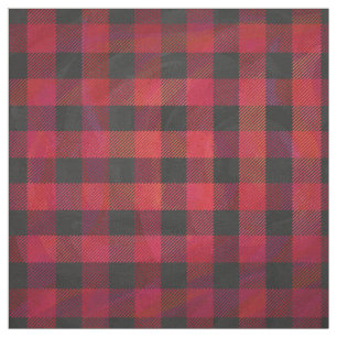 Checkered Plaid Red and Black Fabric