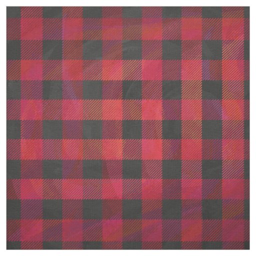 Checkered Plaid Red and Black Fabric