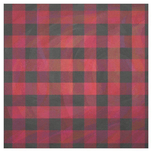 Checkered Plaid Red and Black Fabric (Swatch)