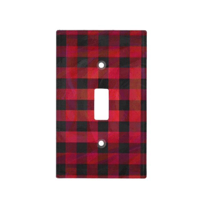 Checkered Plaid Red and Black Light Switch Cover (Front)