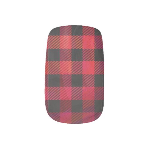 Checkered Plaid Red and Black Minx Nail Wraps