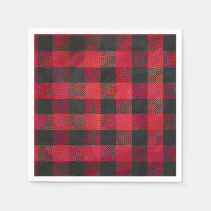 Checkered Plaid Red and Black Napkins